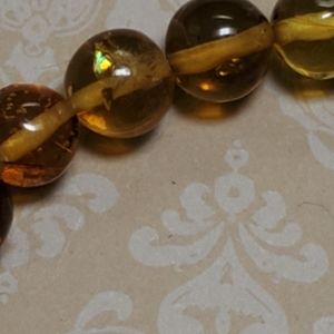 Real Mexican Amber Beaded Bracelet with Nature Inclusions Handmade Cryst…